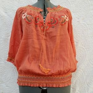 Joy Joy Coral Embroidered Top. - image 1